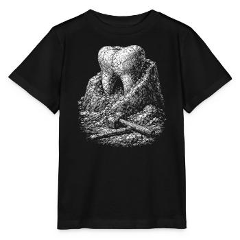 Zahn im Felsen Monochromes Relief - Stanley/Stella Kinder T-Shirt MINI CREATOR  - Schwarz - Vorne - Mikhail (115cm)
