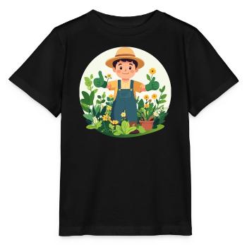 Motif de jardinier Green Thumb Plant Comprehenser - T-shirt bio MINI CREATOR Stanley/Stella Enfant - noir - Devant - Mikhail (115cm)