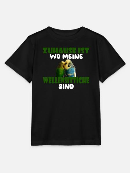 Zuhause ist wo meine Wellensittiche sind - Stanley/Stella Kinder T-Shirt MINI CREATOR - Schwarz