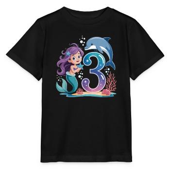 Mermaid 3rd Birthday 3 Years - Stanley/Stella MINI CREATOR Kids’ T-Shirt - black - Front - Mikhail (115cm)