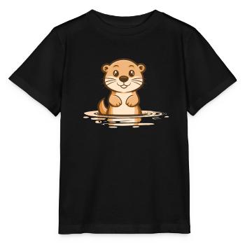otter coming out of the water - Stanley/Stella MINI CREATOR Kids’ T-Shirt - black - Front - Mikhail (115cm)