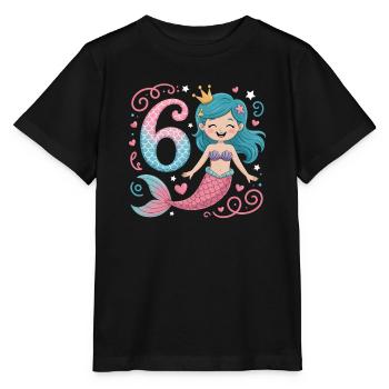 Meerjungfrau 6. Geburtstag 6 Jahre - Stanley/Stella Kinder T-Shirt MINI CREATOR  - Schwarz - Vorne - Mikhail (115cm)