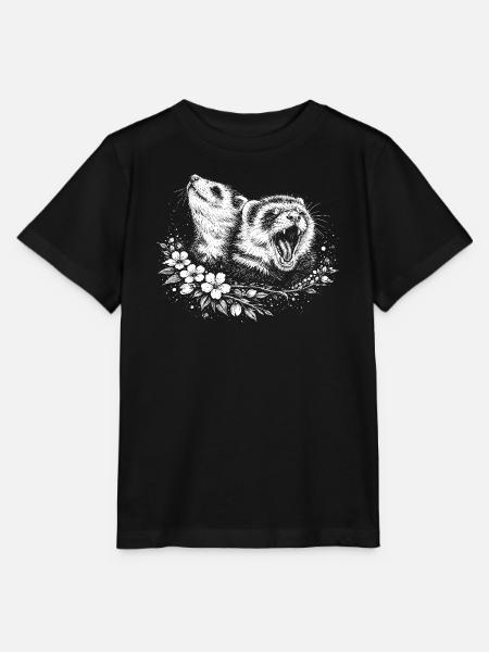 Frettchen im Blumenkreis - Stanley/Stella Kinder T-Shirt MINI CREATOR - Schwarz
