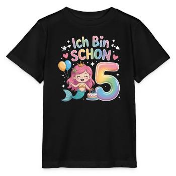 I'm already 5 Mermaid Birthday - Stanley/Stella MINI CREATOR Kids’ T-Shirt - black - Front - Mikhail (115cm)