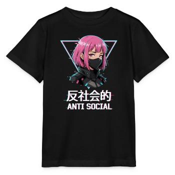 Antisoziales Japanisches Vaporwave Anime Mädchen - Stanley/Stella Kinder T-Shirt MINI CREATOR  - Schwarz - Vorne - Mikhail (115cm)