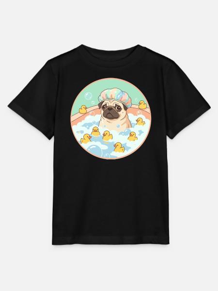 Mopps beim Badespaß - Stanley/Stella Kinder T-Shirt MINI CREATOR  - Schwarz