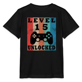 Level 15 Unlocked Retro Controller - Stanley/Stella MINI CREATOR Kids’ T-Shirt - black - Front - Mikhail (115cm)
