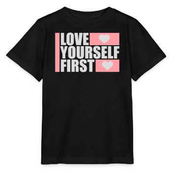 Love Yourself First Self-Love Self-Care - Stanley/Stella MINI CREATOR Kids’ T-Shirt - black - Front - Mikhail (115cm)