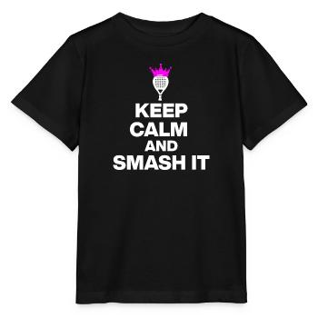 RESTE CALME ET DÉFONCE, PUISSANCE PADEL, CADEAU ROSE - T-shirt bio MINI CREATOR Stanley/Stella Enfant - noir - Devant - Mikhail (115cm)