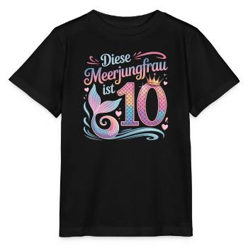 Cette sirène a 10 ans de fille 10 ans - T-shirt bio MINI CREATOR Stanley/Stella Enfant - noir - Devant - Mikhail (115cm)