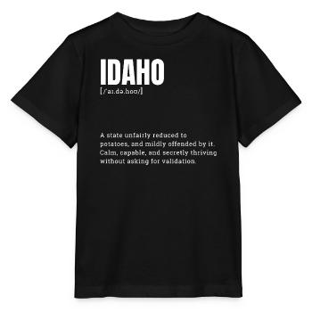 Typographie des pommes de terre de l’Idaho - T-shirt bio MINI CREATOR Stanley/Stella Enfant - noir - Devant - Mikhail (115cm)