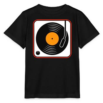 Album vinyle rétro sur platine - T-shirt bio MINI CREATOR Stanley/Stella Enfant - noir - Devant - Mikhail (115cm)