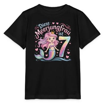 This Mermaid Is 7 Girls 7th Birthday - Stanley/Stella MINI CREATOR Kids’ T-Shirt - black - Front - Mikhail (115cm)