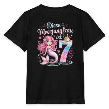 This Mermaid Is 7 Girls 7th Birthday - Stanley/Stella MINI CREATOR Kids’ T-Shirt - black - Front - Mikhail (115cm)