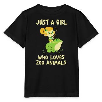 Zoo Tiere Tierpark Mädchen Frau Frosch - Stanley/Stella Kinder T-Shirt MINI CREATOR  - Schwarz - Vorne - Mikhail (115cm)