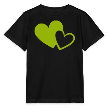 Cœur vert motif de cœurs verts - T-shirt bio MINI CREATOR Stanley/Stella Enfant - noir - Devant - Mikhail (115cm)