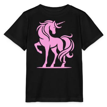 Rosa Einhorn-Silhouette - Stanley/Stella Kinder T-Shirt MINI CREATOR  - Schwarz - Vorne - Mikhail (115cm)