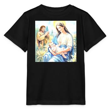 Nativité de Jésus - La Sainte Famille - T-shirt bio MINI CREATOR Stanley/Stella Enfant - noir - Devant - Mikhail (115cm)