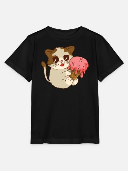 Katze isst Eis - Stanley/Stella Kinder T-Shirt MINI CREATOR - Schwarz