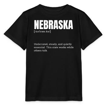 Nebraska Bold Typo Emblem - Stanley/Stella MINI CREATOR Kids’ T-Shirt - black - Front - Mikhail (115cm)