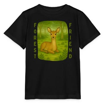 Rehe im Wald - Stanley/Stella Kinder T-Shirt MINI CREATOR  - Schwarz - Vorne - Mikhail (115cm)
