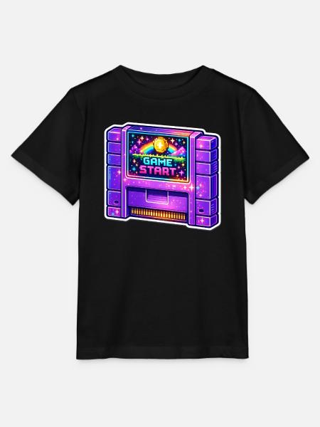 Retro Arcade Start Neon - Stanley/Stella Kinder T-Shirt MINI CREATOR - Schwarz