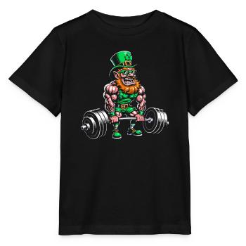 Kraft Leprechaun im Fitnesslook - Stanley/Stella Kinder T-Shirt MINI CREATOR  - Schwarz - Vorne - Mikhail (115cm)