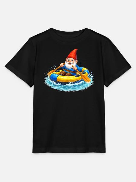 Gartenzwerg im Schlauchboot auf Sommerabenteuer - Stanley/Stella Kinder T-Shirt MINI CREATOR - Schwarz