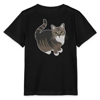 getigerte Katze mit weißen Pfoten - Stanley/Stella Kinder T-Shirt MINI CREATOR  - Schwarz - Vorne - Mikhail (115cm)