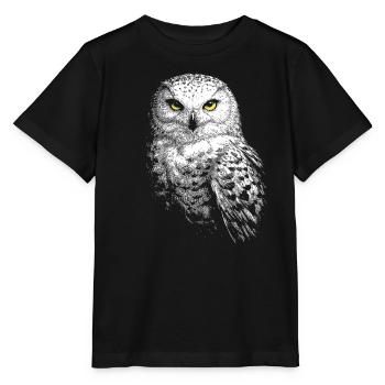 Snowy owl - Stanley/Stella MINI CREATOR Kids’ T-Shirt - black - Front - Mikhail (115cm)