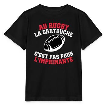 Supporter Rugby Cartouche Humour - T-shirt bio MINI CREATOR Stanley/Stella Enfant - noir - Devant - Mikhail (115cm)