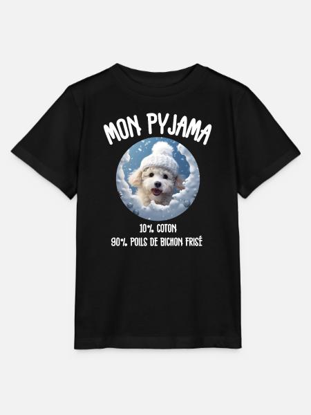 Lustiger Hund Bichon-Schlafanzug - Stanley/Stella Kinder T-Shirt MINI CREATOR  - Schwarz