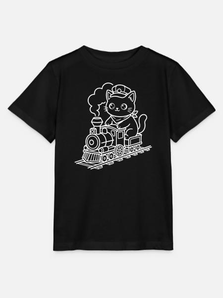 Zugliebhaber Kawaii Katze - Stanley/Stella Kinder T-Shirt MINI CREATOR - Schwarz