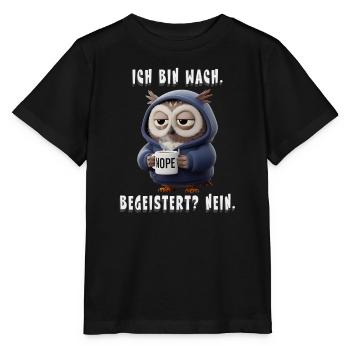 Sweat à capuche de la chouette endormie NON Humour - T-shirt bio MINI CREATOR Stanley/Stella Enfant - noir - Devant - Mikhail (115cm)