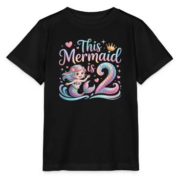 Meerjungfrau 2. Geburtstag 2 Jahre - Stanley/Stella Kinder T-Shirt MINI CREATOR  - Schwarz - Vorne - Mikhail (115cm)