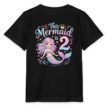 Meerjungfrau 2. Geburtstag 2 Jahre - Stanley/Stella Kinder T-Shirt MINI CREATOR  - Schwarz - Vorne - Mikhail (115cm)