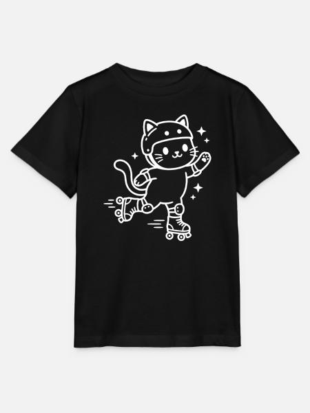 Rollschuh Kawaii Katze - Stanley/Stella Kinder T-Shirt MINI CREATOR - Schwarz