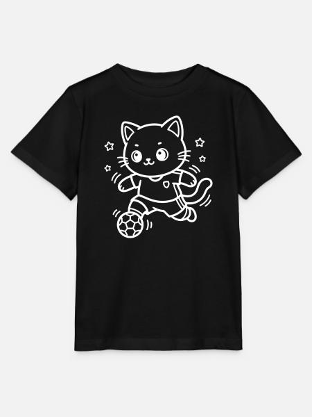 Fußball Kawaii Katze - Stanley/Stella Kinder T-Shirt MINI CREATOR - Schwarz