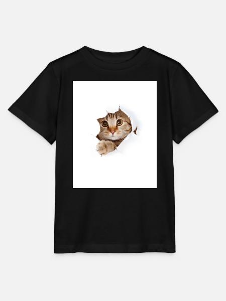 Kuckuck-Kätzchen durch den Papierriss - Stanley/Stella Kinder T-Shirt MINI CREATOR - Schwarz