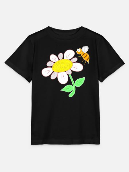 Biene die zur Blüte fliegt - Stanley/Stella Kinder T-Shirt MINI CREATOR  - Schwarz