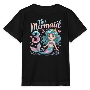 Mermaid 3rd Birthday 3 Years - Stanley/Stella MINI CREATOR Kids’ T-Shirt - black - Front - Mikhail (115cm)