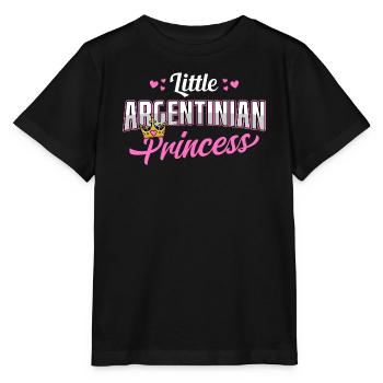 Argentinian Princess Pink Hearts Crown Design - Stanley/Stella Kinder T-Shirt MINI CREATOR  - Schwarz - Vorne - Mikhail (115cm)