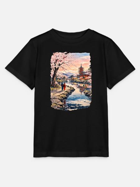 Traditioneller Japanischer Kirschblüten - Stanley/Stella Kinder T-Shirt MINI CREATOR - Schwarz