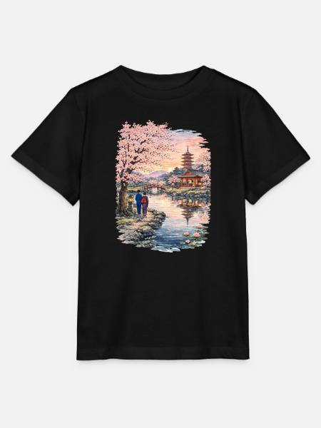Traditioneller Japanischer Kirschblüten - Stanley/Stella Kinder T-Shirt MINI CREATOR  - Schwarz