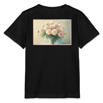 Bouquet floral pastel délicat - T-shirt bio MINI CREATOR Stanley/Stella Enfant - noir - Devant - Mikhail (115cm)