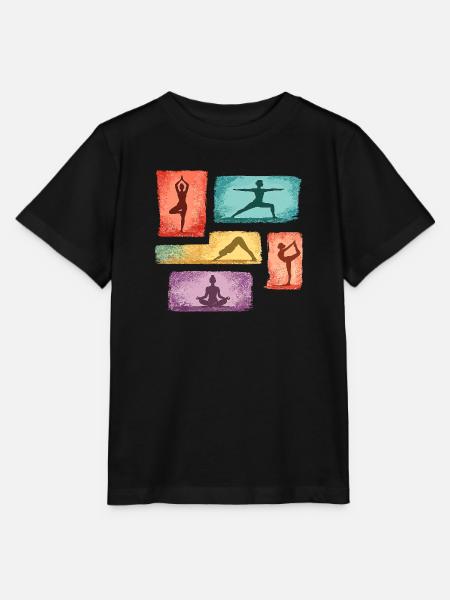 Yoga Silhouetten in Farbblöcken - Stanley/Stella Kinder T-Shirt MINI CREATOR  - Schwarz