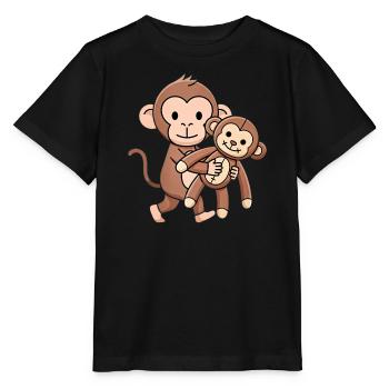 Punch Baby Monkey mit Plüschtier - Stanley/Stella Kinder T-Shirt MINI CREATOR  - Schwarz - Vorne - Mikhail (115cm)