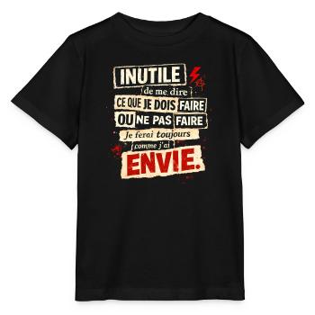 Rebellischer Neid – typografisches Poster - Stanley/Stella Kinder T-Shirt MINI CREATOR  - Schwarz - Vorne - Mikhail (115cm)