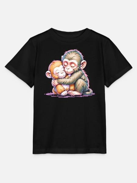 Umarmendes Affen-Duo - Stanley/Stella Kinder T-Shirt MINI CREATOR - Schwarz