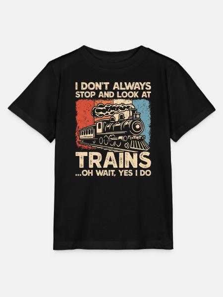 Dampflokomotiv-Eisenbahn-Zugbeobachtung - Stanley/Stella Kinder T-Shirt MINI CREATOR  - Schwarz